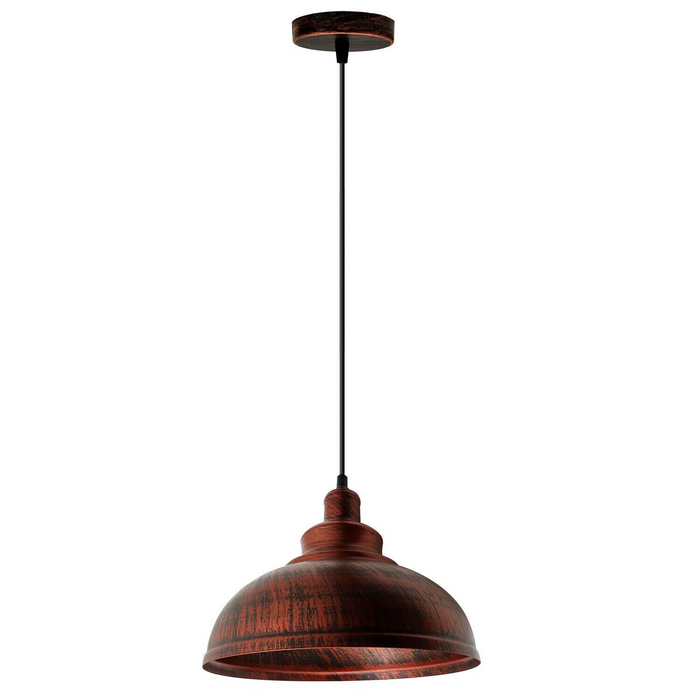 Industrial Pendant Light | Dempsey | Metal Shade | 1 Way | Rustic Red
