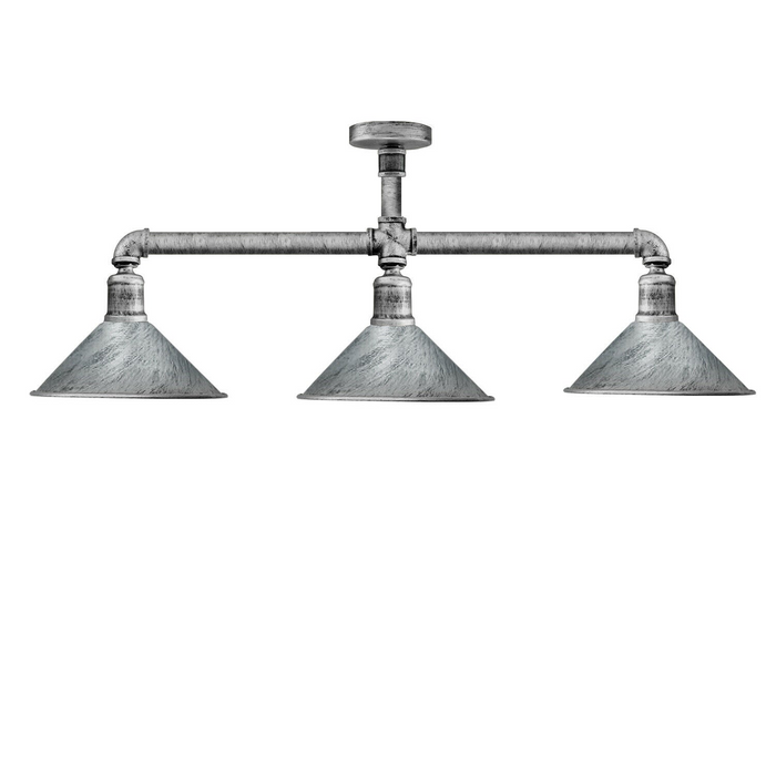 Industrial Ceiling Light | Cara | Pipe Lighting | 3 Way | Brushed Silver