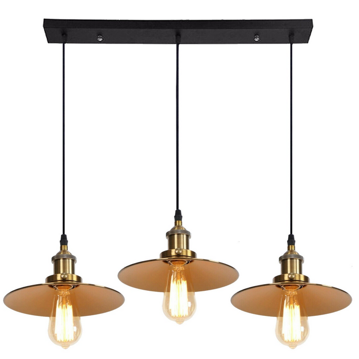 Vintage hanglamp | Uma | Metalen kap | 3-weg | Geel Messing