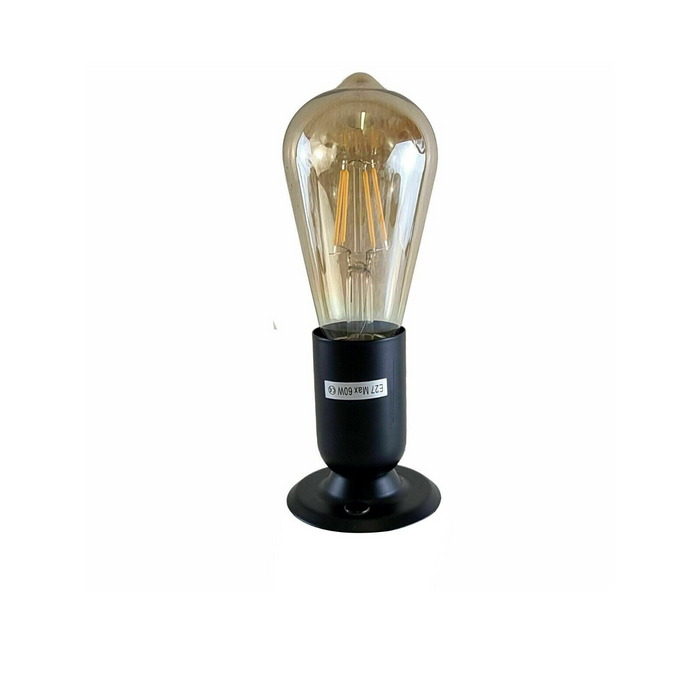 Vintage Bulb Holder | Bruce | E27 Lamp Base | Metal | Matt Black