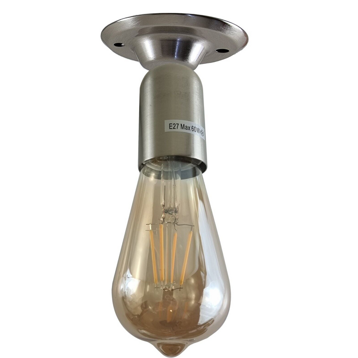 Vintage Bulb Holder | Bruce | E27 Lamp Base | Metal | Satin Nickel
