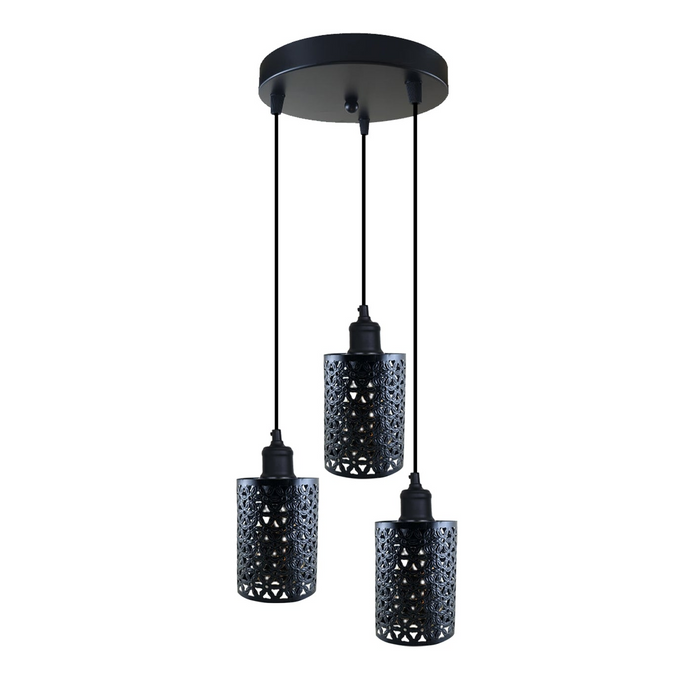 Vintage clusterhanglamp | Ramón | Metalen kap | Zwart