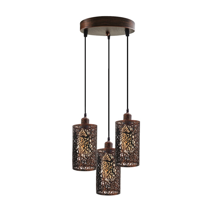 Industrial Cluster Pendant Light | Xandra | Brushed Copper | 3 Way