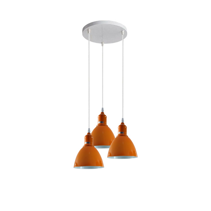 Modern Pendant Light | Yvette | Metal Shade | Orange | 3 Way
