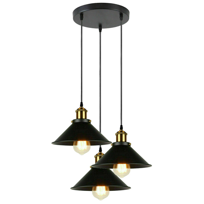 Vintage clusterhanglamp | Zara | Metalen kap | Zwart