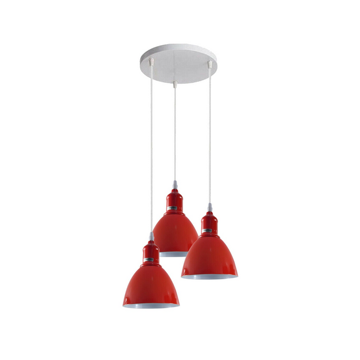 Modern Cluster Pendant Light | Yvette | Metal Shade | Red | 3 Way