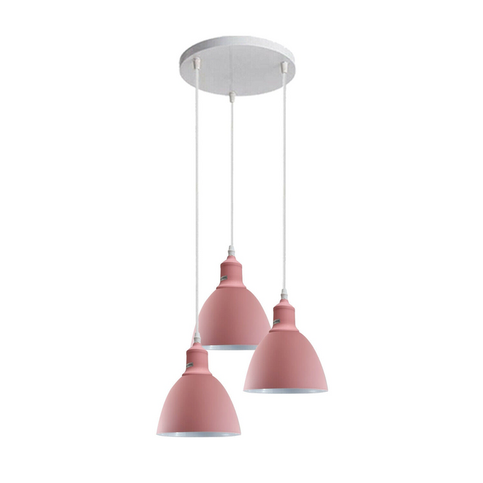 Modern Pendant Light | Yvette | Metal Shade | Pink | 3 Way