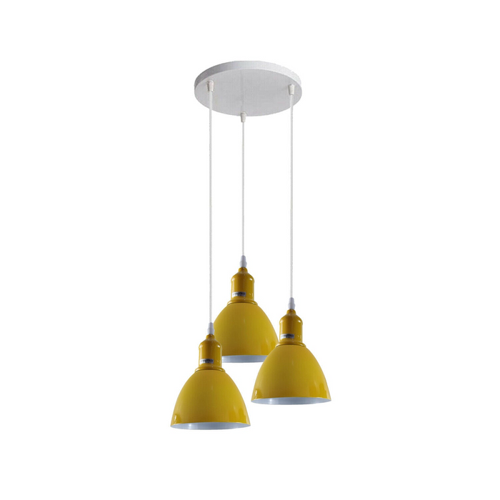 Modern Cluster Pendant Light | Yvette | Metal Shade | Yellow | 3 Way
