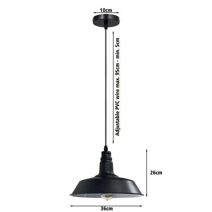 Moderne hanglamp | Rodney | Metalen kap | 1-weg | Zwart