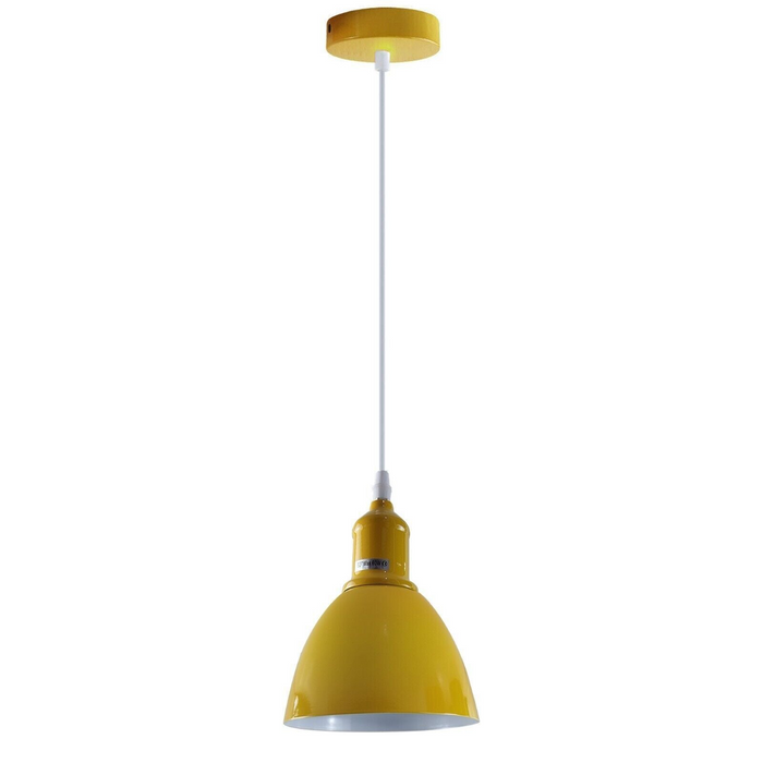 Vintage Pendant Light | Nigel | Metal Cone | 1 Way | Yellow