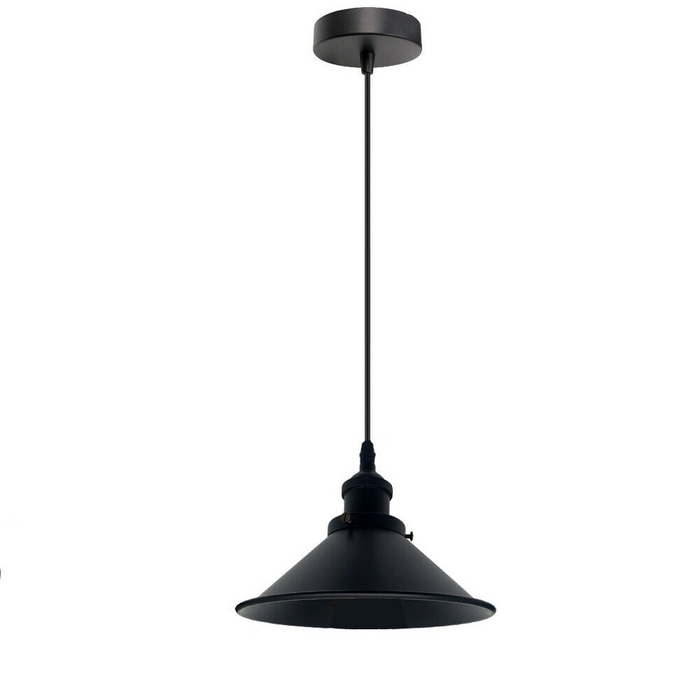Industrial Pendant Light | Osmond | Metal Cone | 1 Way | Black