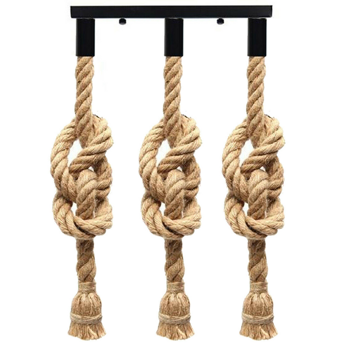 Hemp Rope Pendant Light | Yolandha | Retro Style | 3 Way