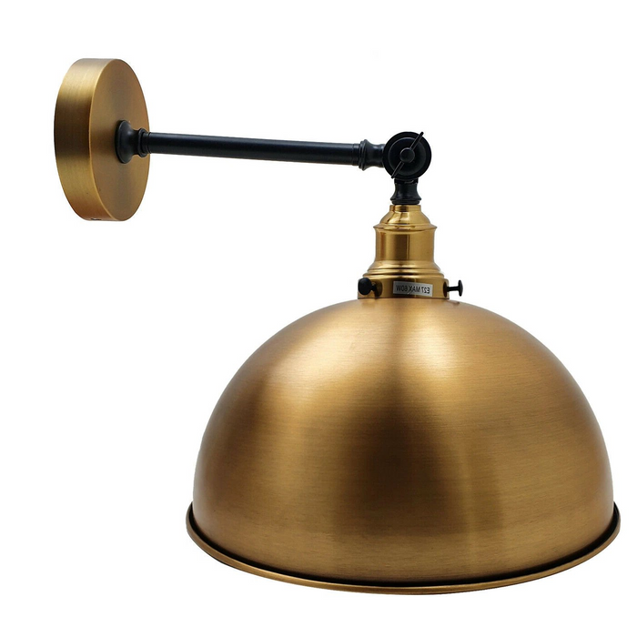 Modern Wall Light | Glen | Yellow Brass Metal Dome | Bulb Included