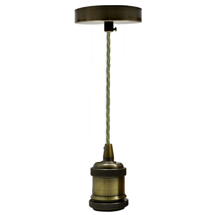 Vintage Pendant Light | Taegan | Bulb Holder | 1 Way | Green Brass