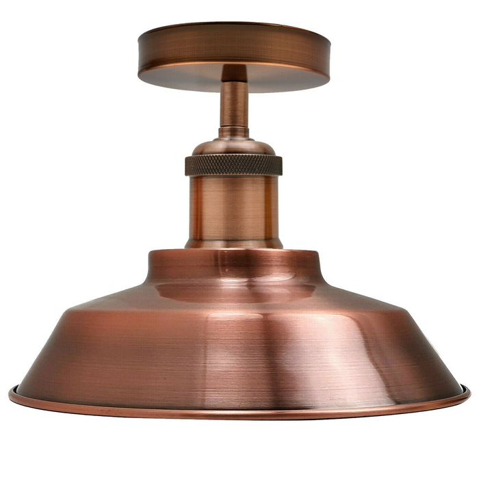 Industrial Flush Ceiling Light | Cole | Metal Shade | Copper