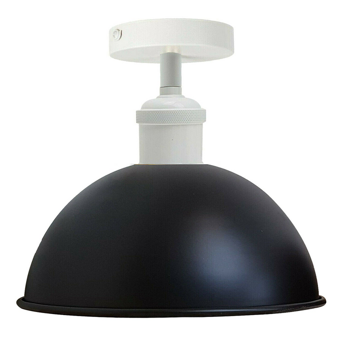 Modern Ceiling Light | Chad | Metal Dome | Black and White