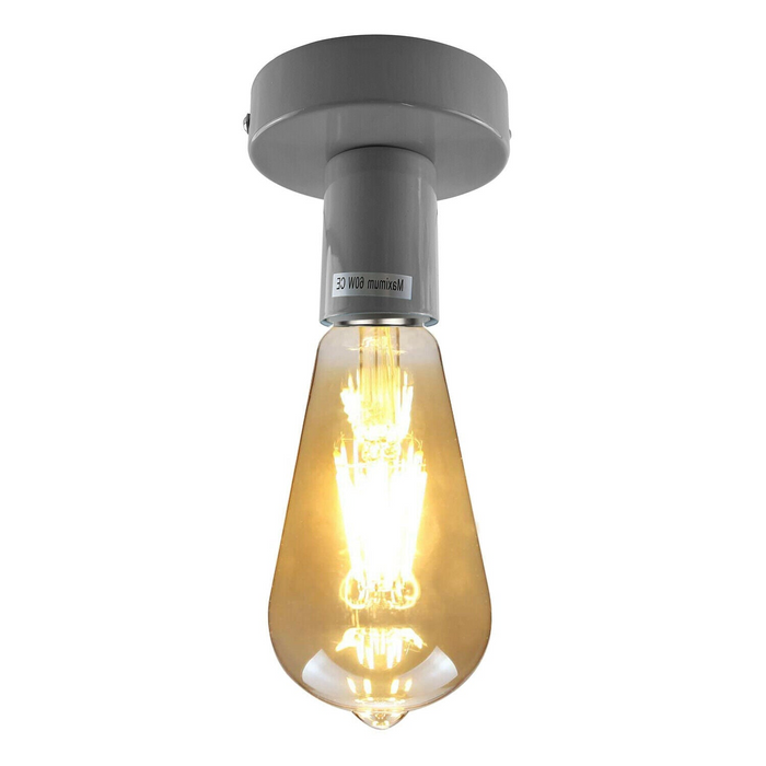 Vintage Bulb Holder | Bruce | E27 Lamp Base | Metal | Grey