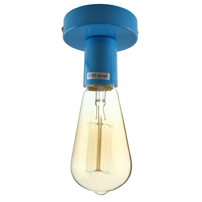 Vintage Bulb Holder | Bruce | E27 Lamp Base | Metal | Blue