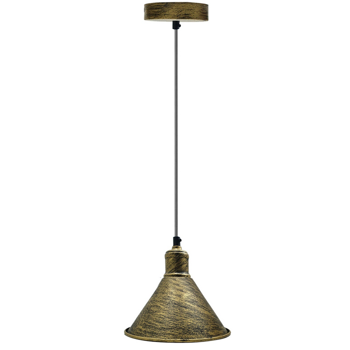 Industrial Pendant Light | Portia | Metal Cone | 1 Way | Brushed Gold