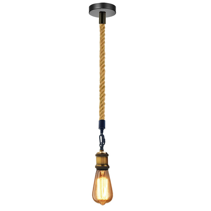 Vintage Pendant Light | Winifred | Bulb Holder | 1 Way | Hemp Rope
