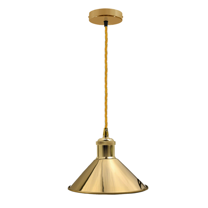 Vintage Pendant Light | Wilson | Metal Cone | 1 Way | French Gold