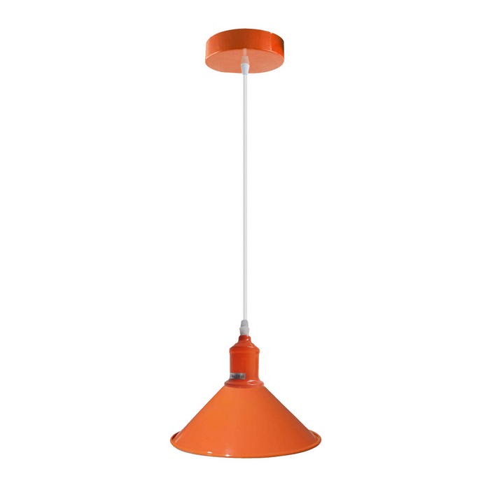 Vintage Pendant Light | Wilson | Metal Cone | 1 Way | Orange