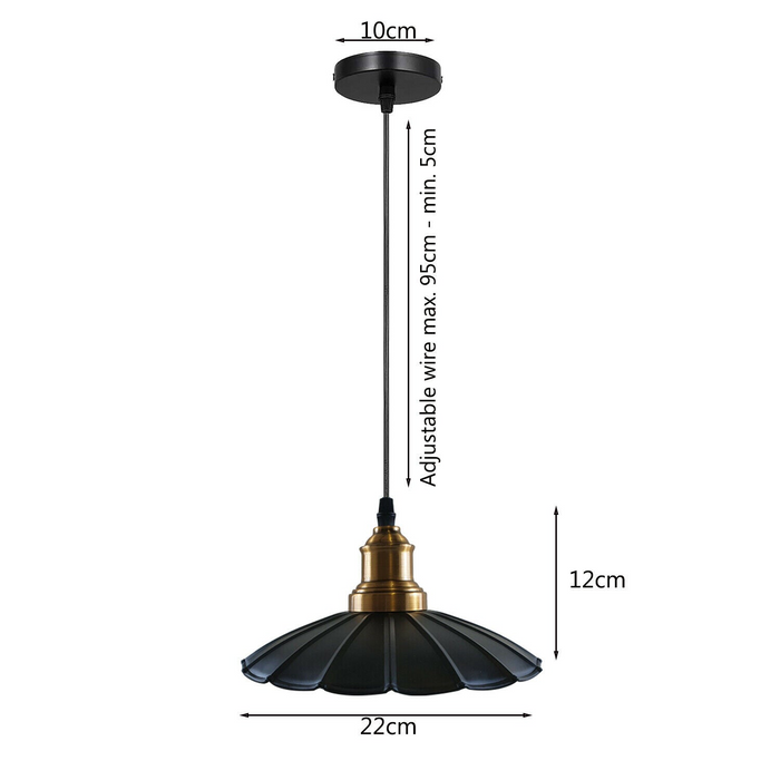 Vintage hanglamp | Oscar | Golvend metaal | 1-weg | Zwart
