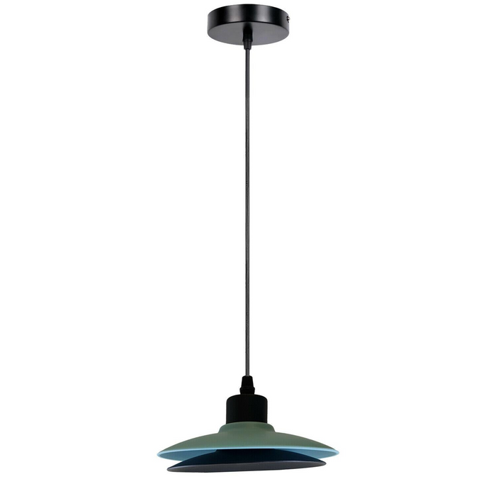 Vintage Pendant Light | Xochit | Double Shade | 1 Way | Black and Blue