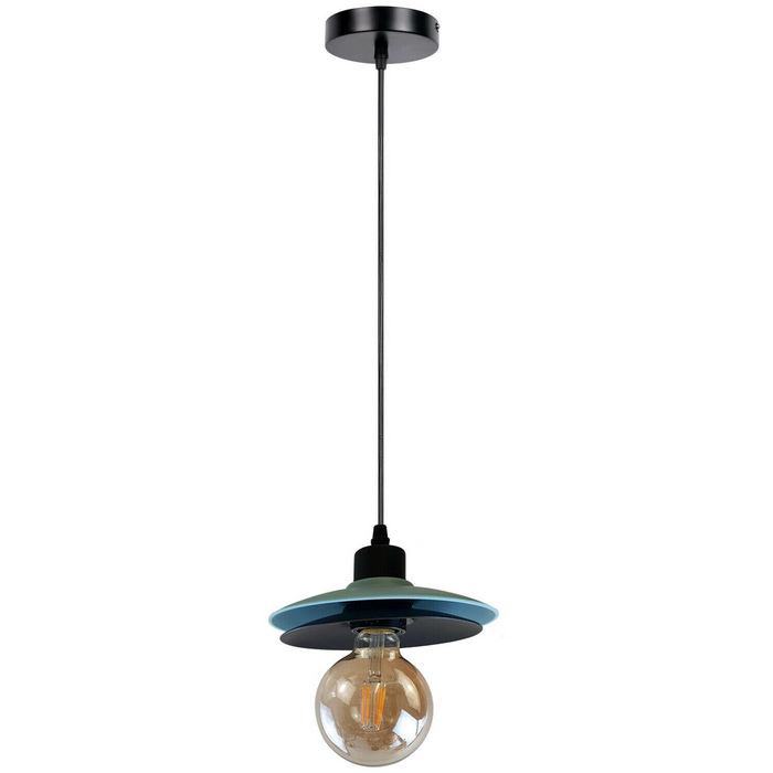 Vintage Pendant Light | Xochit | Double Shade | 1 Way | Black and Blue