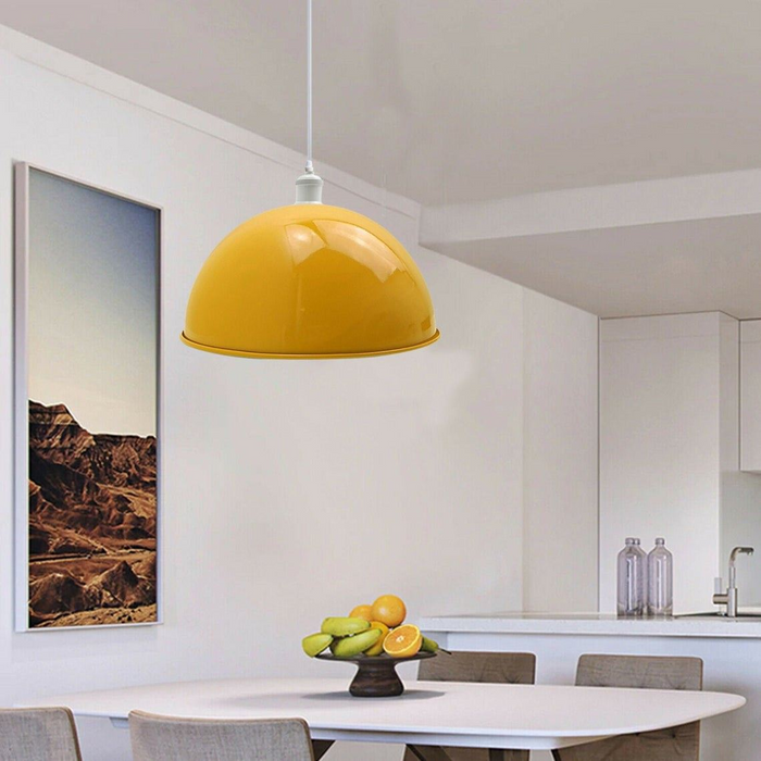Modern Pendant Light | Ainsley | Metal Dome | 1 Way | Yellow