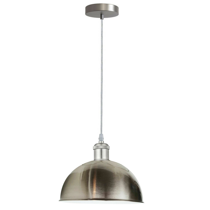 Modern Pendant Light | Sierra | Metal Dome | 1 Way | Satin Nickel