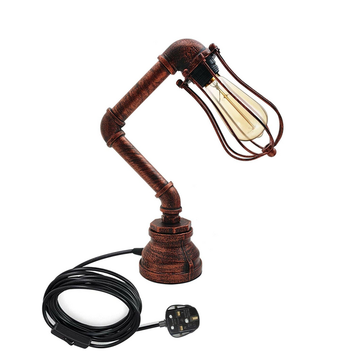 Industrial Table Lamp | Nori | Pipe Lighting | E27 Bulb (Optional)