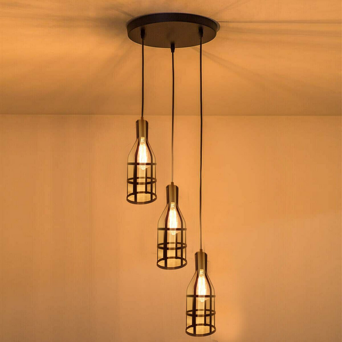 Industrial Cluster Pendant Light | Perry | Cage Light | 3 Way