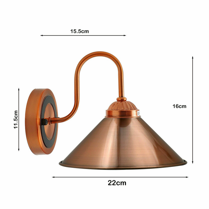 Vintage Wall Light | Jack | Metal Cone | Copper Coloured