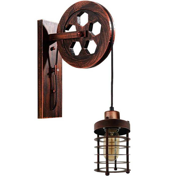 Industrial Wall Light | Dave | Pulley Wheel | Various Colours