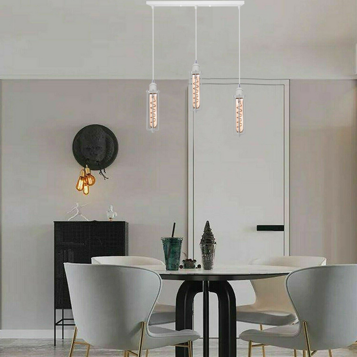 Industrial Pendant Light | Nelson | Cage Light | 3 Way | White