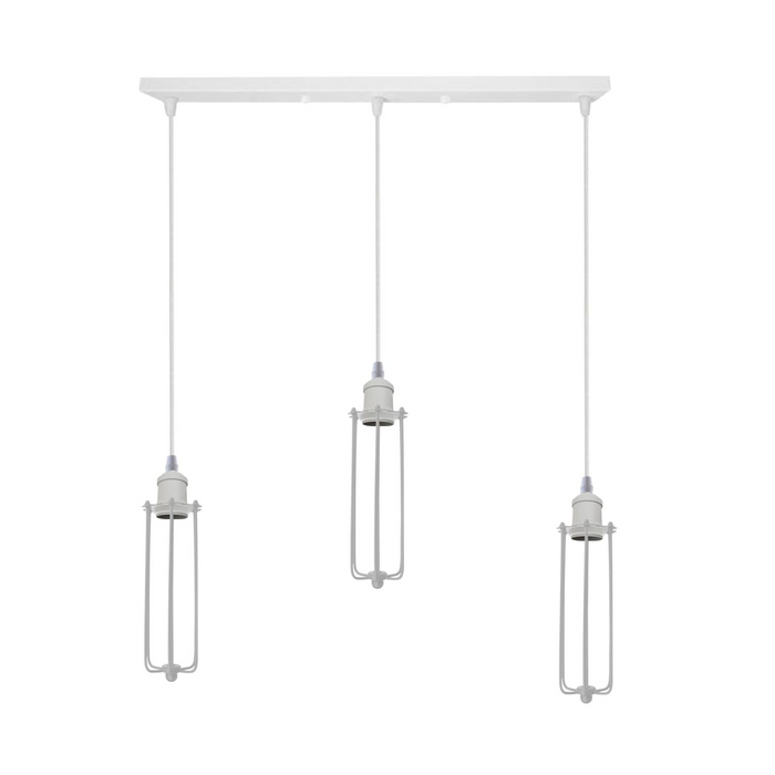Industrial Pendant Light | Nelson | Cage Light | 3 Way | White