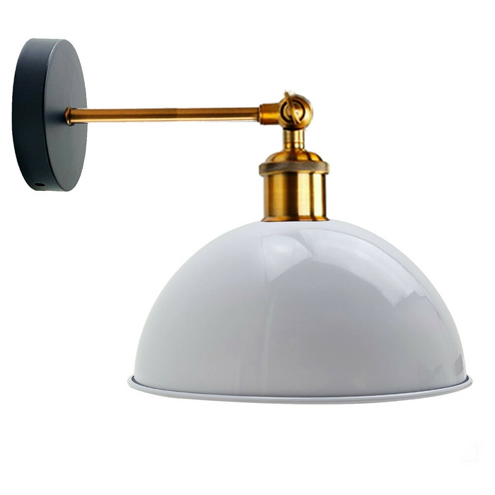 Modern Wall Light | Glen | White Metal Dome | Bulb Included