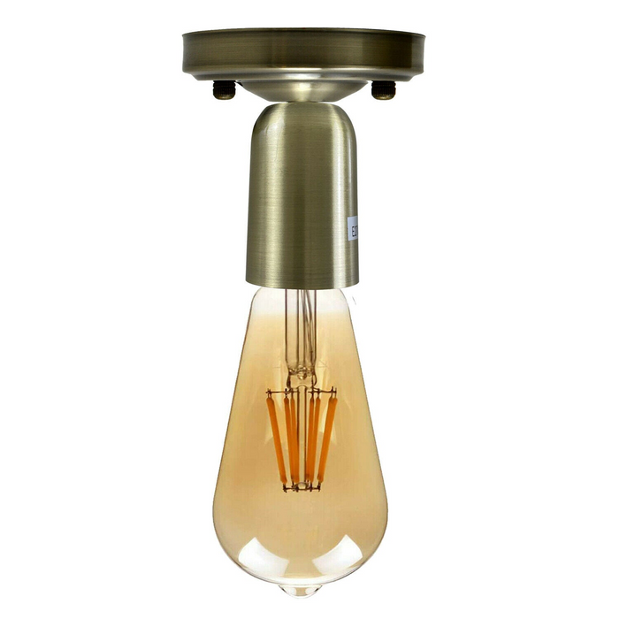 Vintage Bulb Holder | Bruce | E27 Lamp Base | Metal | Green Brass